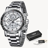 2022 LIGE New Fashion Mens Watches Top Luxury Brand Military Big Dial Male Clock Analog Quartz Watch Men Sport Chronograph Watch