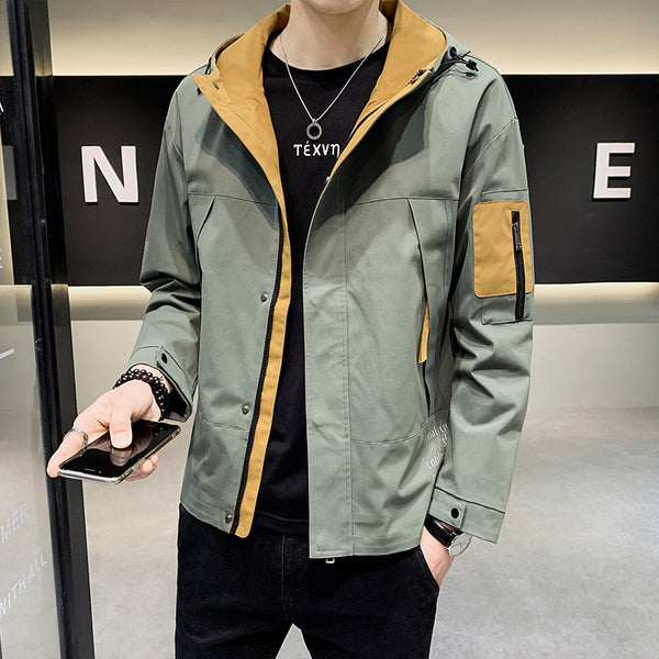 Plus Size 4XL-M Spring Fashion Patchwork Color Hooded Jackets For Men Clothing Long Sleeve Loose Casual Coats Chaquetas Hombre