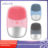 ANLAN Sonic Electric Facial Cleansing Brush Silicone Mini Face Cleaner Skin Massager Deep Pore Cleaning Face Cleansing Brush