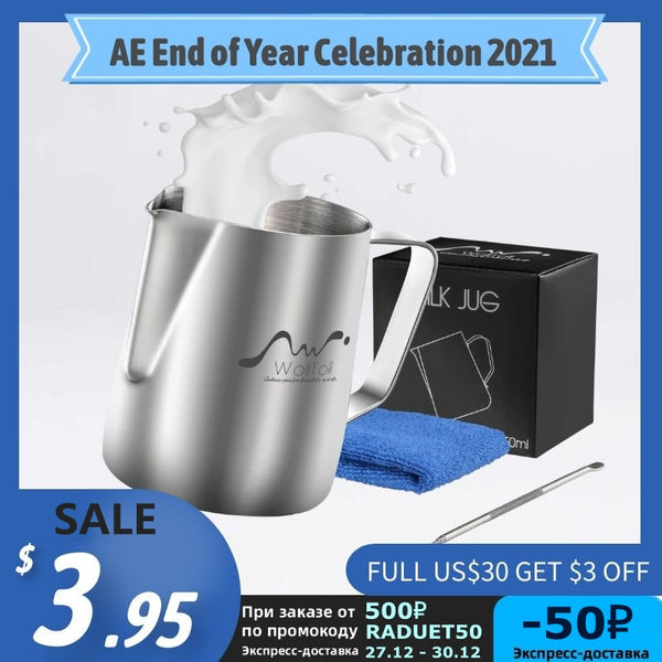 Stainless Steel Milk Frothing Pitcher Espresso Steaming Coffee Barista Latte Frother Cup Cappuccino Milk Jug Cream Froth Pitcher