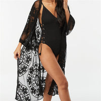 2022 Lace Beach Pareo Beachwear Swim suit Cover up Playa Pareo Tunics for Beach Kimono Swimwear Women Lace Beach Dress #Q767