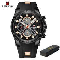 2022 New REWARD Mens Watches Blue Waterproof Top Brand Luxury Chronograph Sport Watch Quartz Men Wristwatch Relogio Masculino