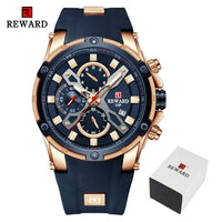 2022 New REWARD Mens Watches Blue Waterproof Top Brand Luxury Chronograph Sport Watch Quartz Men Wristwatch Relogio Masculino