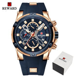 2022 New REWARD Mens Watches Blue Waterproof Top Brand Luxury Chronograph Sport Watch Quartz Men Wristwatch Relogio Masculino