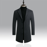 2022 New Men&#39;s Casual Long Windbreaker Jacket / Male Solid Color Single Breasted Trench Coat Jacket