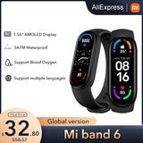 Global Version Xiaomi Mi Band 6 Smart Bracelet 1.56&quot;AMOLED Screen miBand 6 Heart Rate Fitness Traker Bluetooth 5 ATM Waterproof