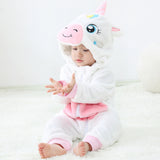 Baby Cartoon Romper Newborn Hooded Infant Clothing Boy Girl Pajamas Animal Onesie Jumpsuit Unicorn Costume Flannel Baby Rompers