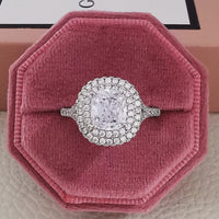 2022 New Arrivals Pink Yellow Silver Color Cushion Cut Finger Engagement Wedding Rings for Women Fashion Jewelry Wholesale R5489