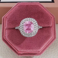 2022 New Arrivals Pink Yellow Silver Color Cushion Cut Finger Engagement Wedding Rings for Women Fashion Jewelry Wholesale R5489