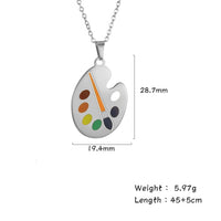 Fishhook Art Artist Necklace Pigment Palette Painter Draw Brush Gold Color Stainless Steel Gift For Woman Pendant charm Jewelry