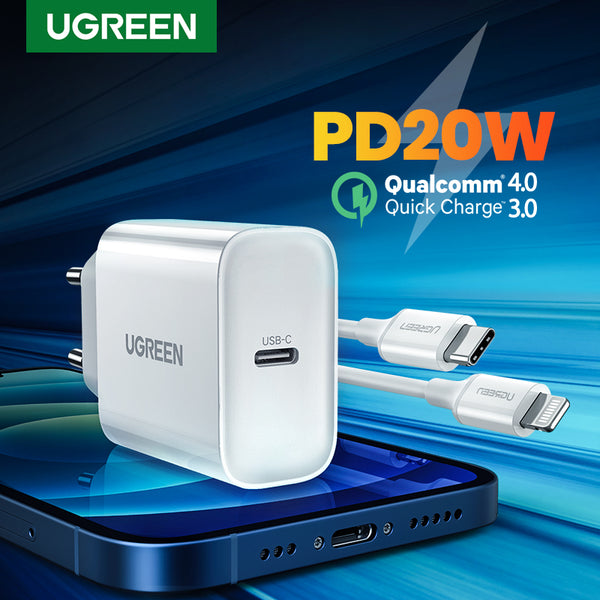 UGREEN PD Charger 20W QC4.0 QC3.0 USB Type C Fast Charger Quick Charge 4.0 3.0 QC for iPhone 13 12 Pro Xs 8 Xiaomi Phone Charger
