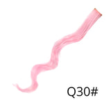 Alileader 18Inch Synthetic Curly Clip One In Hair Extensions Natural Long Hairpieces For Women Girl Pink Blue Colorful