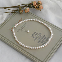 ASHIQI Natural Freshwater Pearl Chokers Necklace 925 Sterling Silver Jewelry for Women 2022 Gift New Fashion