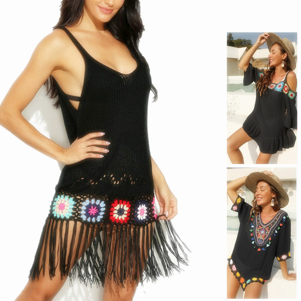 Crochet Beach Cover Up Dress Women 2022 Summer saida de praia Women&#39;s Swimwear Vestidos Verano Mujer Funda Playa Tunic Pareo