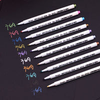 6-12Pcs/Box Drawing Painting Marker Pens Metallic Color Pens for Black Paper Art Supplies Marker Pen Stationery Material Escolar