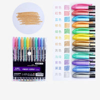 6-12Pcs/Box Drawing Painting Marker Pens Metallic Color Pens for Black Paper Art Supplies Marker Pen Stationery Material Escolar