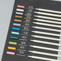 6-12Pcs/Box Drawing Painting Marker Pens Metallic Color Pens for Black Paper Art Supplies Marker Pen Stationery Material Escolar