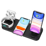 6 In 1 Wireless Charger Pad Qi Induction Fast Charging Holder for Apple Watch 6 5 4 3 For Airpods Pro IPhone 12Pro/11/XR/XS/X/8