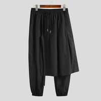 2022 Men Harem Pants Joggers Drawstring Solid Color Streetwear Punk Fashion Irregular Trousers Men Leisure Pantalon INCERUN