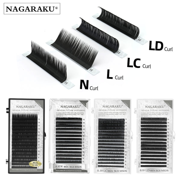 NAGARAKU Synthetic Mink Eyelashes Individual Eyelash Maquiagem LC LD N L Curls Mix 7-15mm 16 Lines Natural Soft High Quality