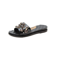 Summer new low-heeled ladies sandals and slippers glass beads non-slip wear-resistant comfortable soft breathable beach shoes