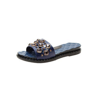 Summer new low-heeled ladies sandals and slippers glass beads non-slip wear-resistant comfortable soft breathable beach shoes