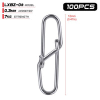 100pcs Diamond Snap Fishing Barrel Swivel safety snap 12mm-28.5mm Swivel Snap 0#-6# fishing swivels