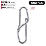 100pcs Diamond Snap Fishing Barrel Swivel safety snap 12mm-28.5mm Swivel Snap 0#-6# fishing swivels