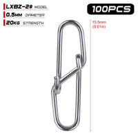 100pcs Diamond Snap Fishing Barrel Swivel safety snap 12mm-28.5mm Swivel Snap 0#-6# fishing swivels