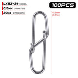 100pcs Diamond Snap Fishing Barrel Swivel safety snap 12mm-28.5mm Swivel Snap 0#-6# fishing swivels