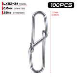 100pcs Diamond Snap Fishing Barrel Swivel safety snap 12mm-28.5mm Swivel Snap 0#-6# fishing swivels