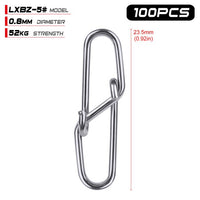 100pcs Diamond Snap Fishing Barrel Swivel safety snap 12mm-28.5mm Swivel Snap 0#-6# fishing swivels