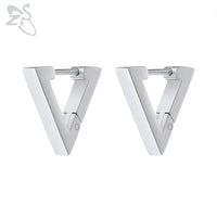 ZS 1 Pair High Polish Stainless Steel Geometric Earrings Men Women Square Triangle Street Pop Rock Hip Hop Ear Piercing Jewelry