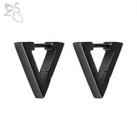 ZS 1 Pair High Polish Stainless Steel Geometric Earrings Men Women Square Triangle Street Pop Rock Hip Hop Ear Piercing Jewelry