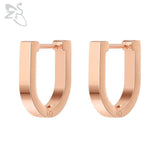 ZS 1 Pair High Polish Stainless Steel Geometric Earrings Men Women Square Triangle Street Pop Rock Hip Hop Ear Piercing Jewelry