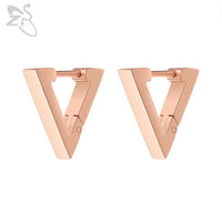 ZS 1 Pair High Polish Stainless Steel Geometric Earrings Men Women Square Triangle Street Pop Rock Hip Hop Ear Piercing Jewelry