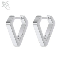 ZS 1 Pair High Polish Stainless Steel Geometric Earrings Men Women Square Triangle Street Pop Rock Hip Hop Ear Piercing Jewelry