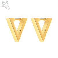 ZS 1 Pair High Polish Stainless Steel Geometric Earrings Men Women Square Triangle Street Pop Rock Hip Hop Ear Piercing Jewelry