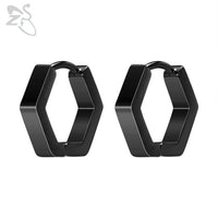 ZS 1 Pair High Polish Stainless Steel Geometric Earrings Men Women Square Triangle Street Pop Rock Hip Hop Ear Piercing Jewelry