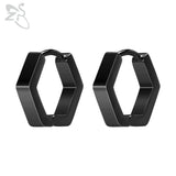 ZS 1 Pair High Polish Stainless Steel Geometric Earrings Men Women Square Triangle Street Pop Rock Hip Hop Ear Piercing Jewelry