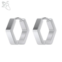 ZS 1 Pair High Polish Stainless Steel Geometric Earrings Men Women Square Triangle Street Pop Rock Hip Hop Ear Piercing Jewelry
