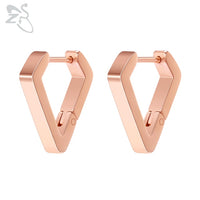 ZS 1 Pair High Polish Stainless Steel Geometric Earrings Men Women Square Triangle Street Pop Rock Hip Hop Ear Piercing Jewelry