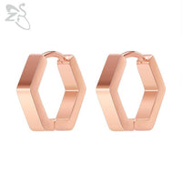 ZS 1 Pair High Polish Stainless Steel Geometric Earrings Men Women Square Triangle Street Pop Rock Hip Hop Ear Piercing Jewelry