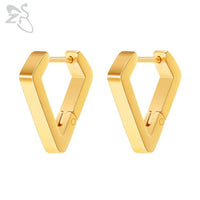 ZS 1 Pair High Polish Stainless Steel Geometric Earrings Men Women Square Triangle Street Pop Rock Hip Hop Ear Piercing Jewelry