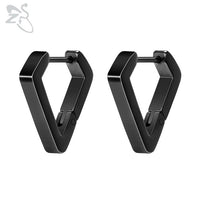 ZS 1 Pair High Polish Stainless Steel Geometric Earrings Men Women Square Triangle Street Pop Rock Hip Hop Ear Piercing Jewelry