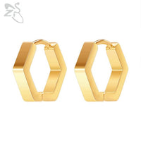 ZS 1 Pair High Polish Stainless Steel Geometric Earrings Men Women Square Triangle Street Pop Rock Hip Hop Ear Piercing Jewelry