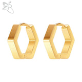 ZS 1 Pair High Polish Stainless Steel Geometric Earrings Men Women Square Triangle Street Pop Rock Hip Hop Ear Piercing Jewelry