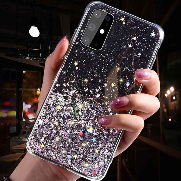 Glitter Star Phone Case For Samsung Galaxy S22 Ultra S21 Plus S20 S20 FE A52 A72 A53 A33 A32 Note 20 Soft Epoxy Clear Back Cover