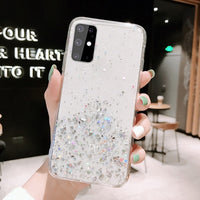 Glitter Star Phone Case For Samsung Galaxy S22 Ultra S21 Plus S20 S20 FE A52 A72 A53 A33 A32 Note 20 Soft Epoxy Clear Back Cover