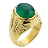 Valily Jewelry Men&#39;s Simple Tiger Eye Ring Stainless steel Oval Stone Band Golden Ring For Women Weeding Party Jewelry for Men